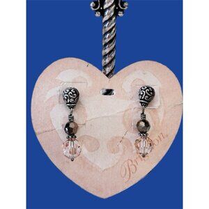 Brighton Cannes Earrings Silver Tone with Champagne & Bronze Crystal Dangles